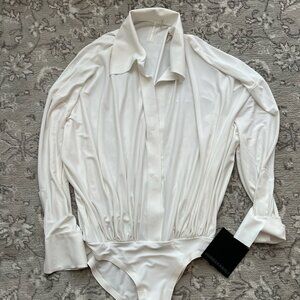 Norma Kamali Super Oversized Boyfriend NK Shirt Bodysuit New With Tags